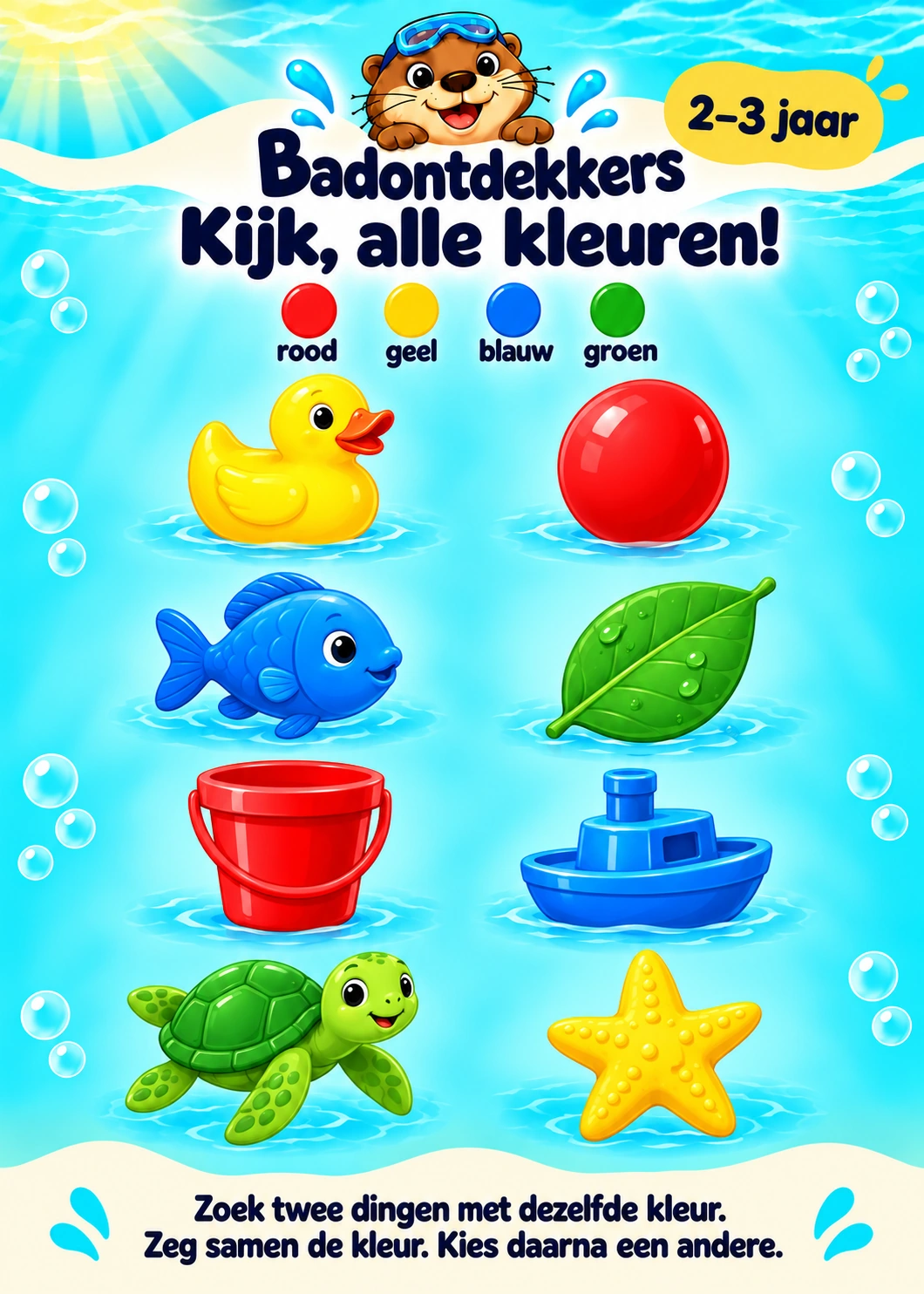 Kijk, alle kleuren!, badposter voor 2–3 jaar
