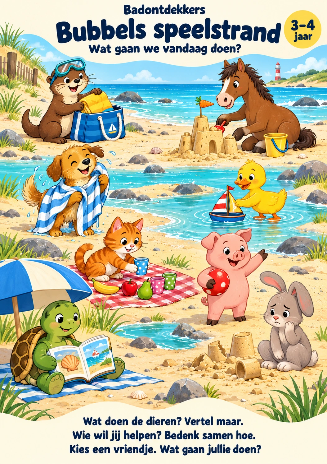 Bubbels speelstrand, badposter voor 3–4 jaar